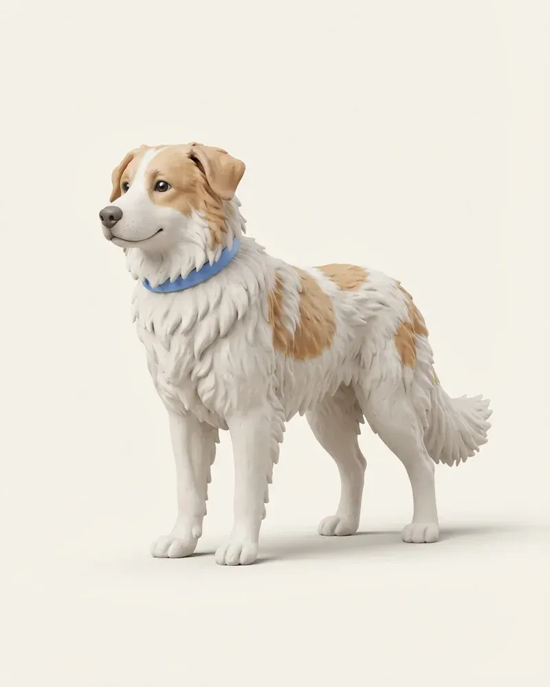 Ilustración 3D de un aidi (perro del atlas)