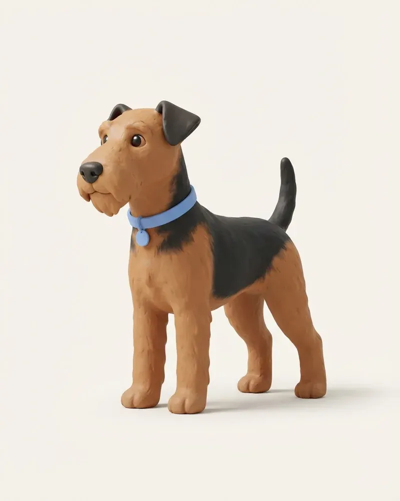 Ilustración 3D de un airedale terrier