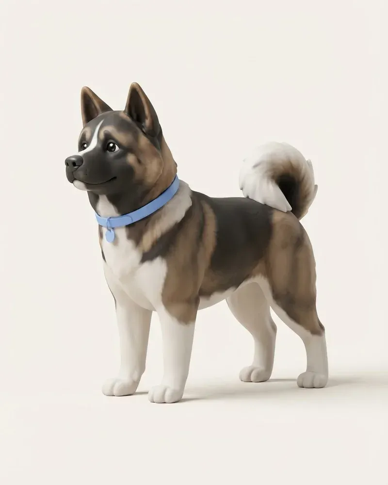 Ilustración 3D de un akita americano