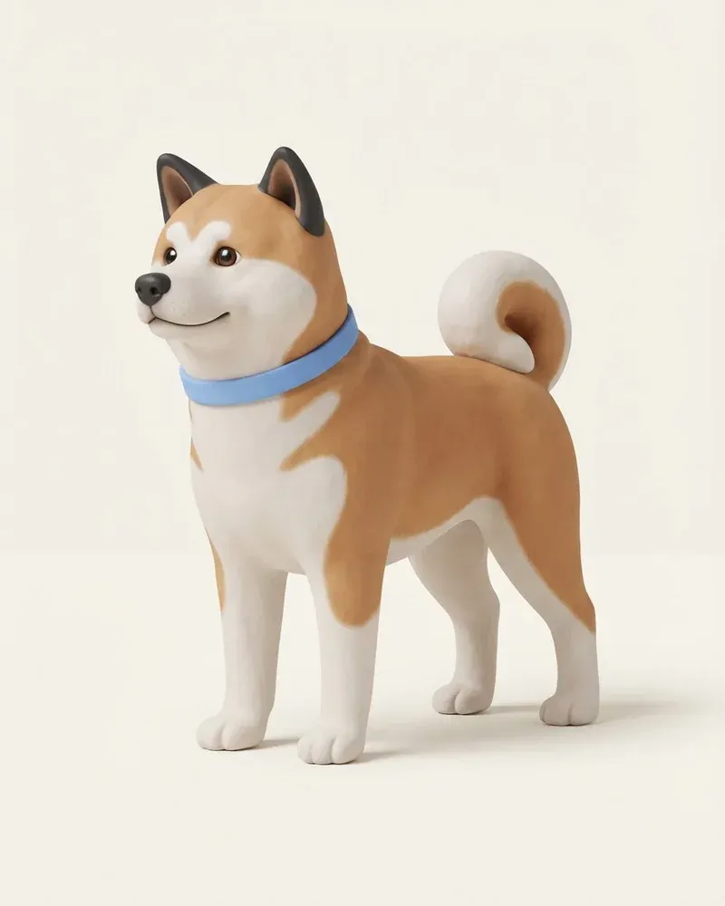 Ilustración 3D de un akita inu