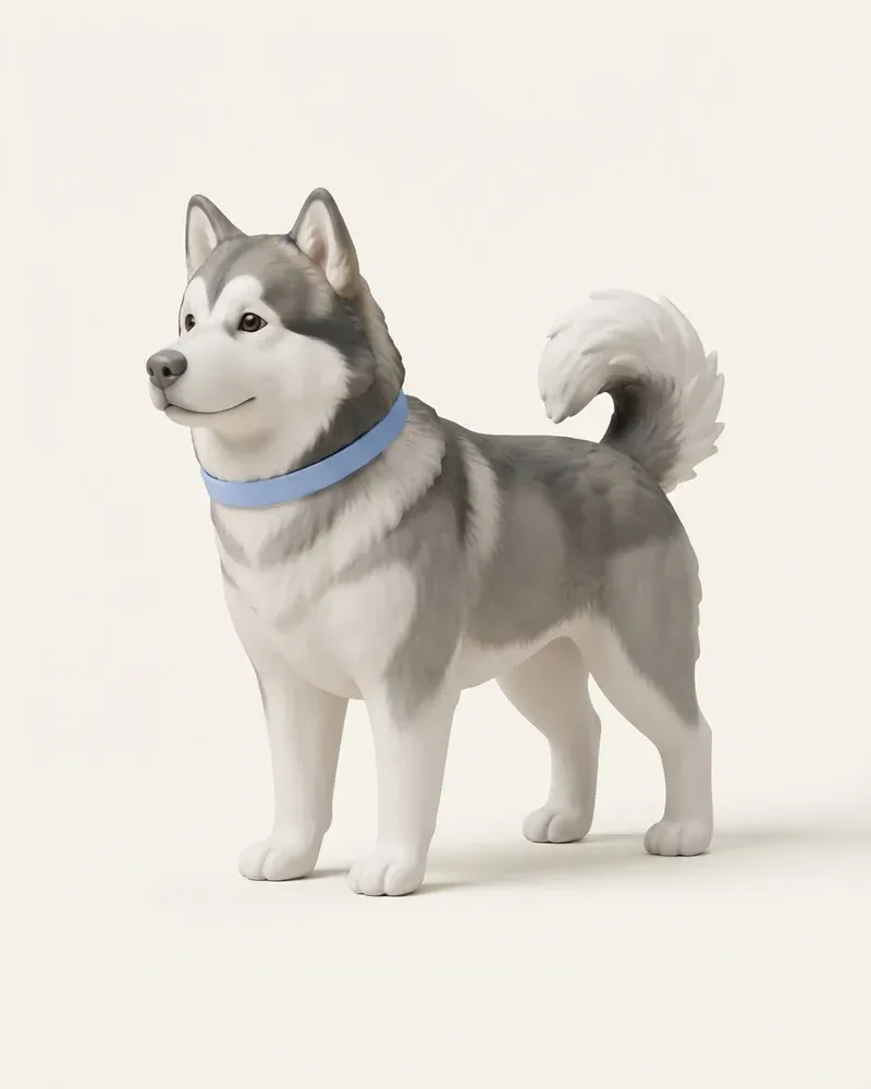 Ilustración 3D de un alaskan malamute