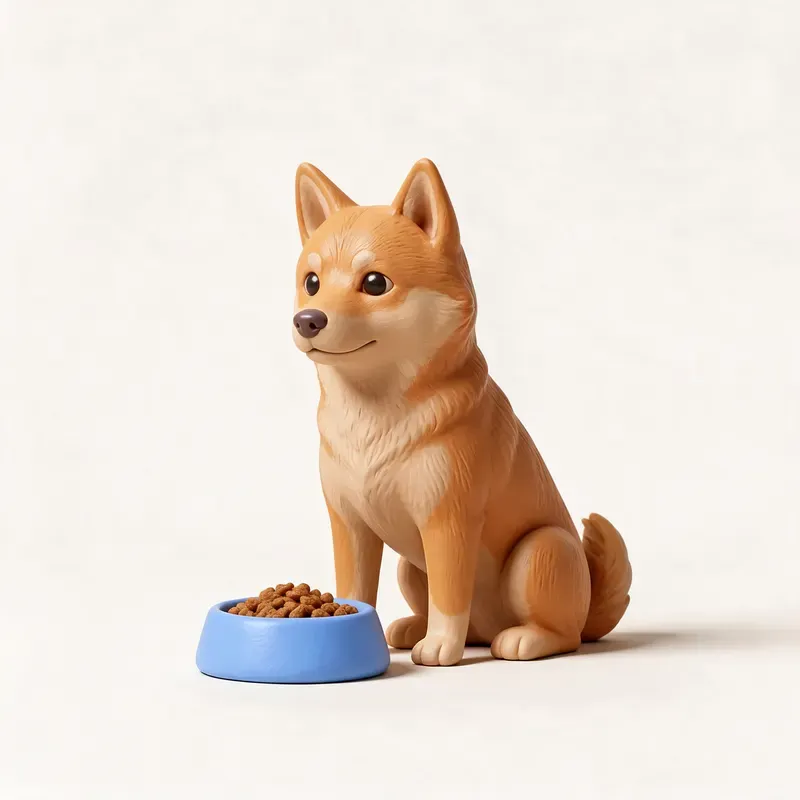 Spitz finlandés: a la hora de comer (ilustración)
