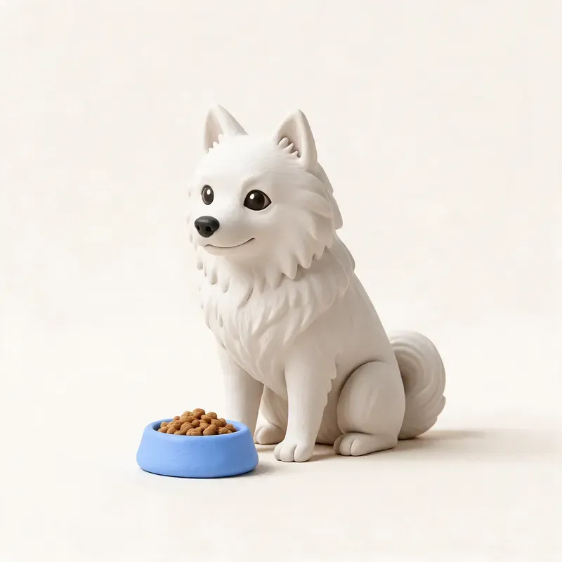 Spitz japonés: a la hora de comer (ilustración)