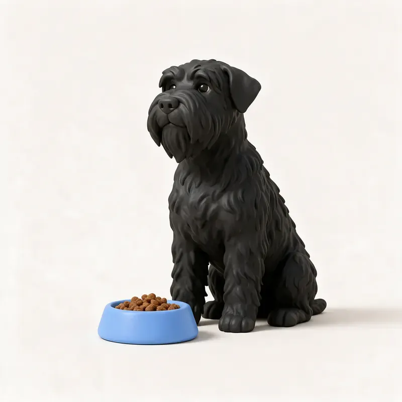 Terrier ruso negro: a la hora de comer (ilustración)