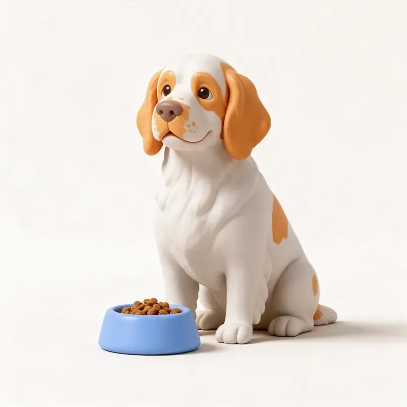 Clumber spaniel: a la hora de comer (ilustración)