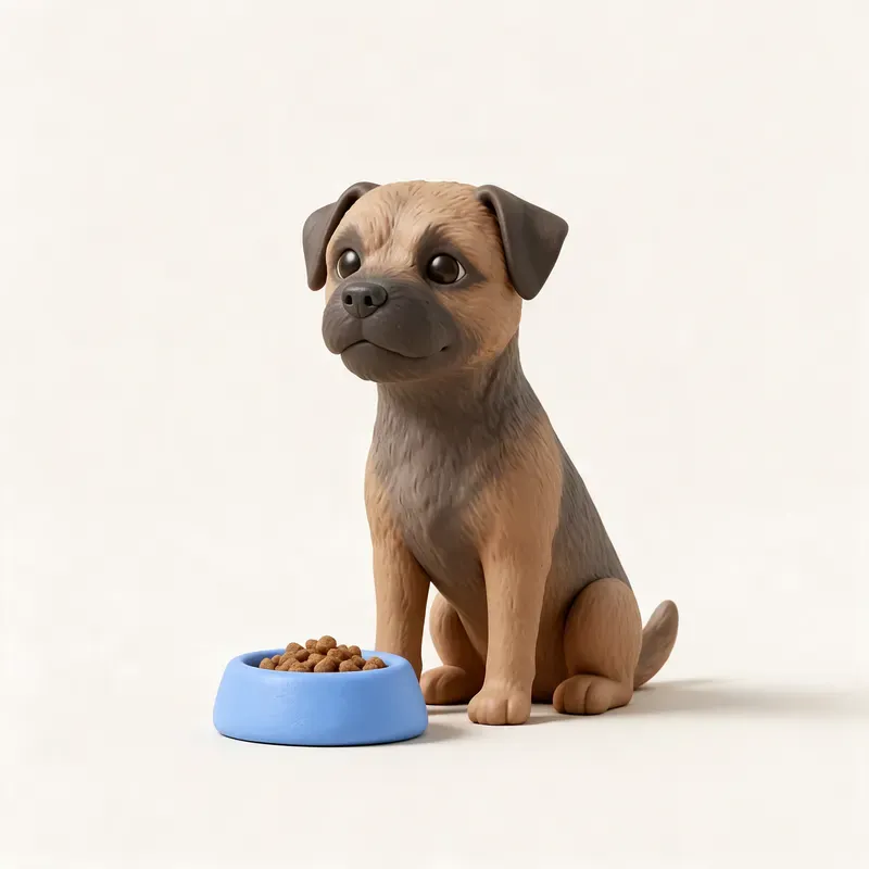 Border terrier: a la hora de comer (ilustración)