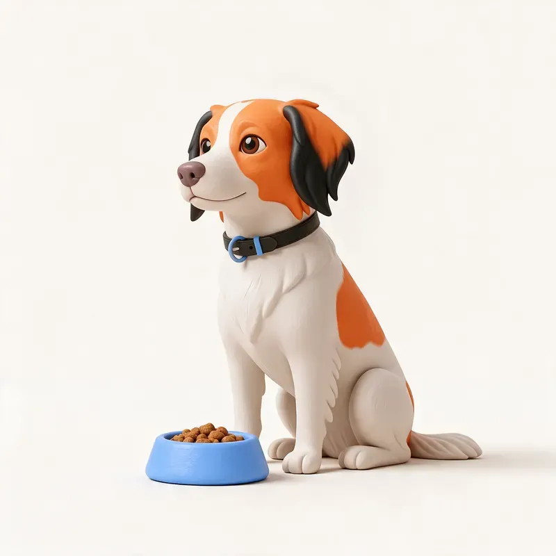 Kooikerhondje: a la hora de comer (ilustración)