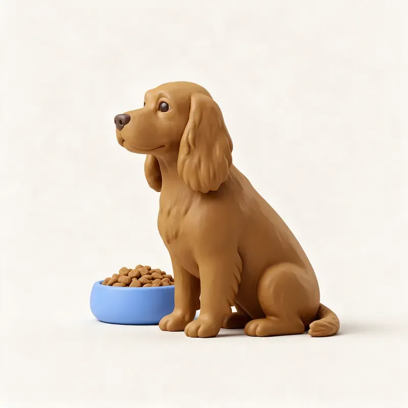 Sussex spaniel: a la hora de comer (ilustración)