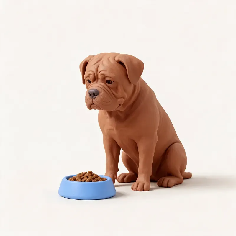 Dogo de Burdeos: a la hora de comer (ilustración)