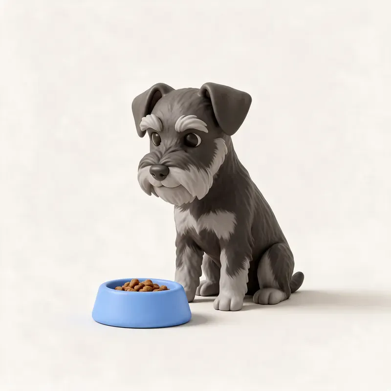 Schnauzer miniatura: a la hora de comer (ilustración)