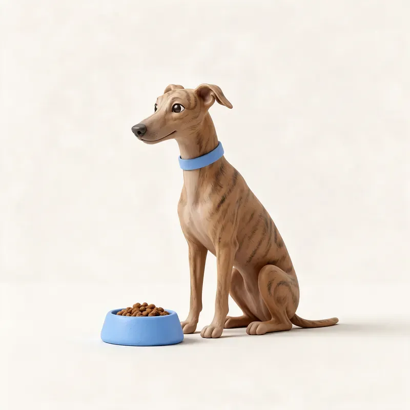 Galgo español: a la hora de comer (ilustración)