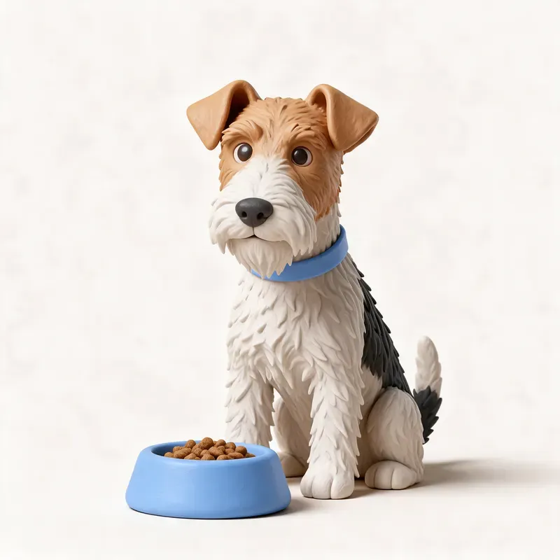 Fox terrier de pelo duro: a la hora de comer (ilustración)