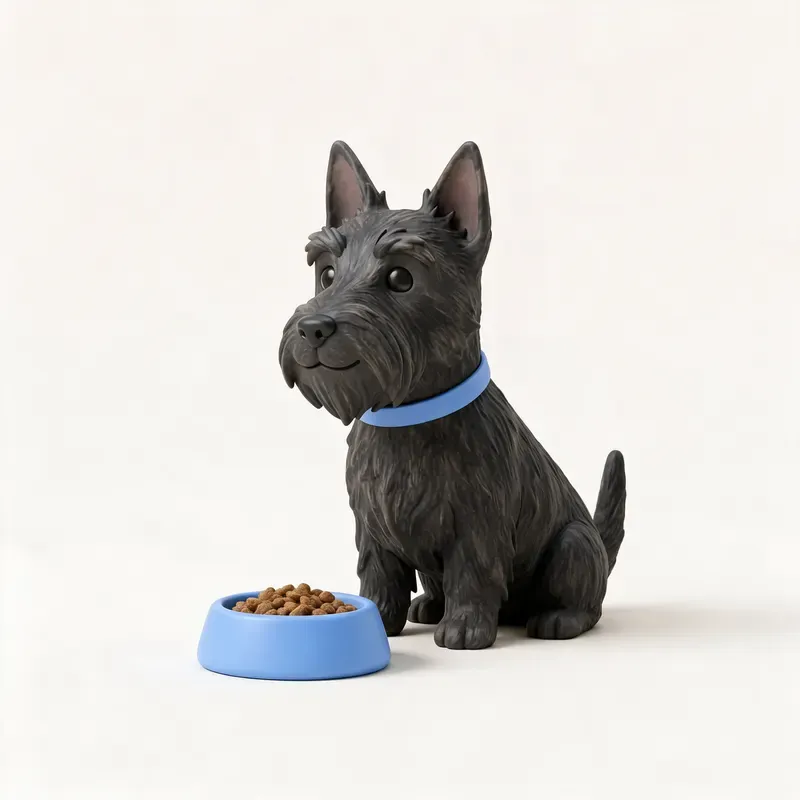 Scottish terrier: a la hora de comer (ilustración)