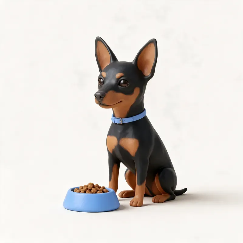 Toy terrier inglés: a la hora de comer (ilustración)