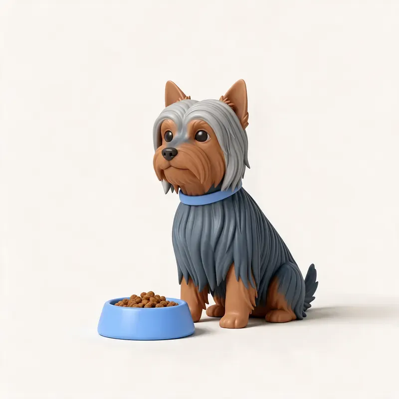 Silky terrier australiano: a la hora de comer (ilustración)
