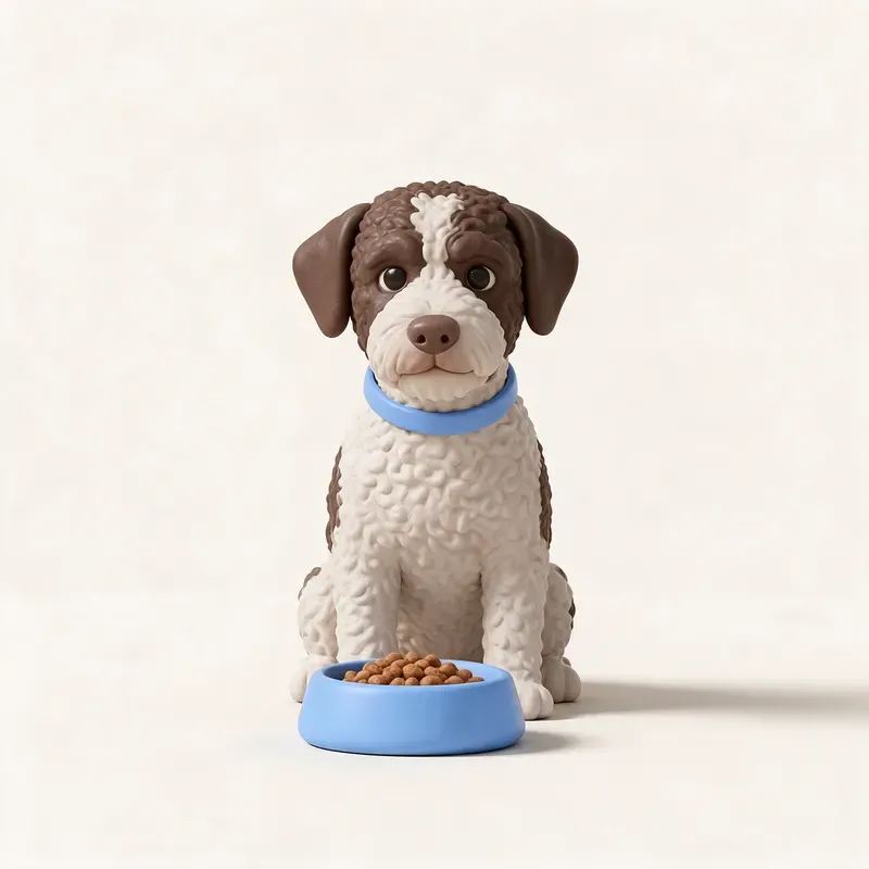 Lagotto romagnolo: a la hora de comer (ilustración)