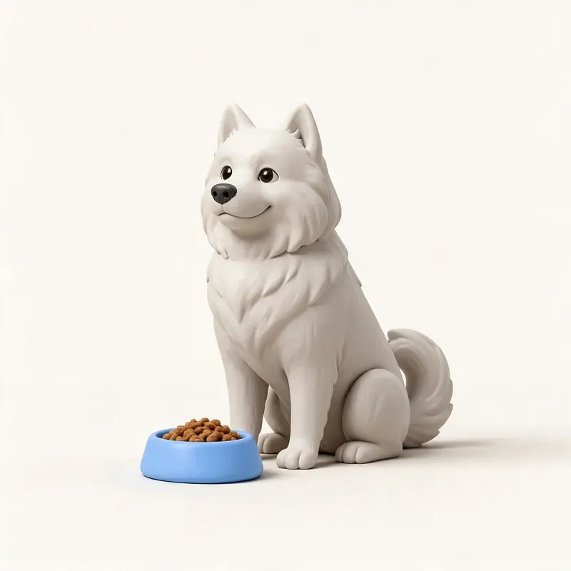 Samoyedo: a la hora de comer (ilustración)