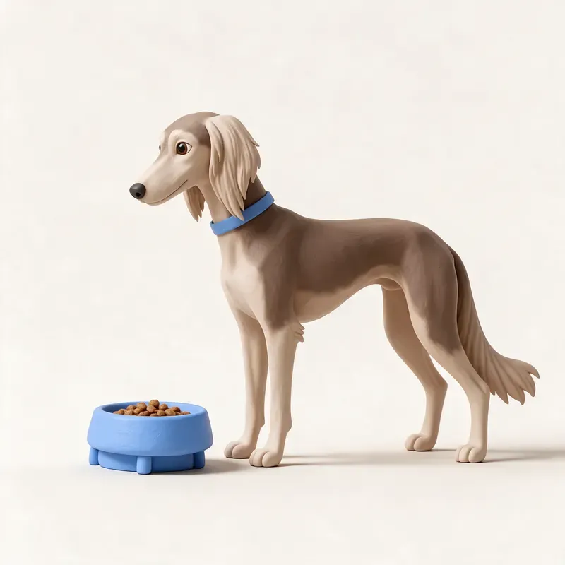 Saluki: a la hora de comer (ilustración)