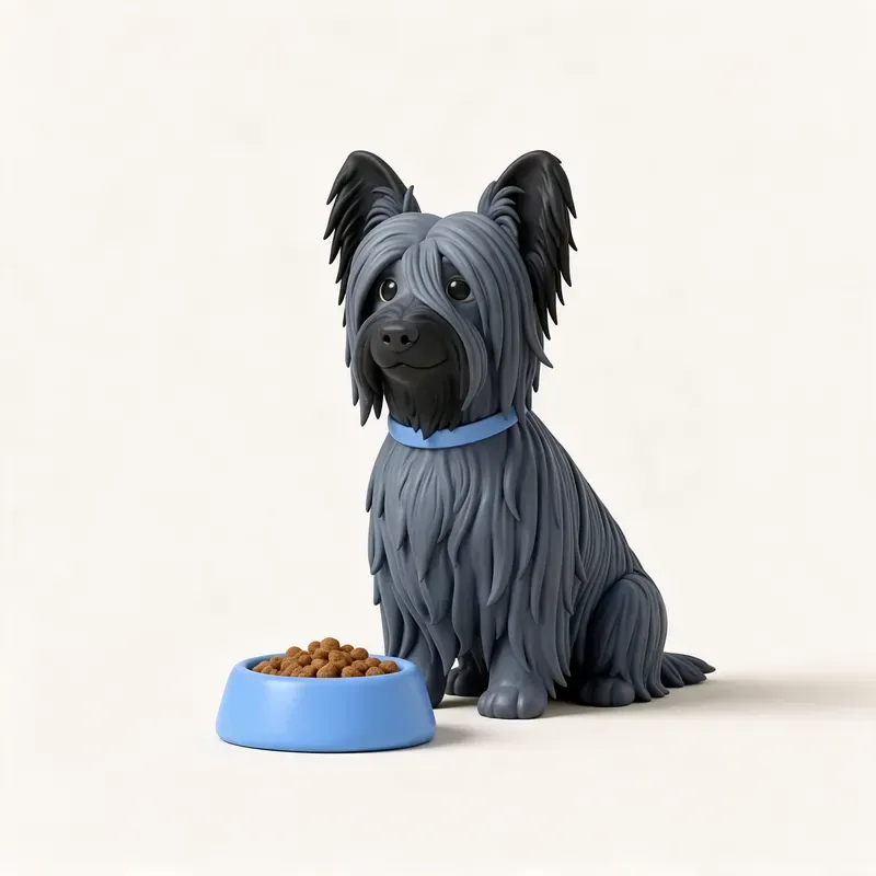 Skye terrier: a la hora de comer (ilustración)