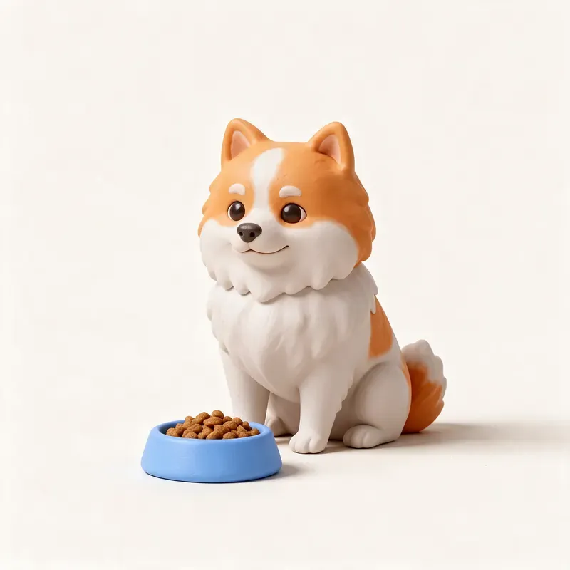 Pomerania (Spitz enano): a la hora de comer (ilustración)
