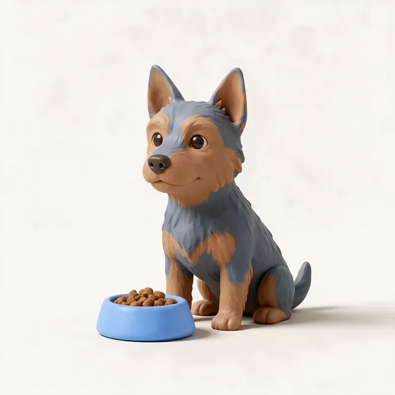 Terrier australiano: a la hora de comer (ilustración)