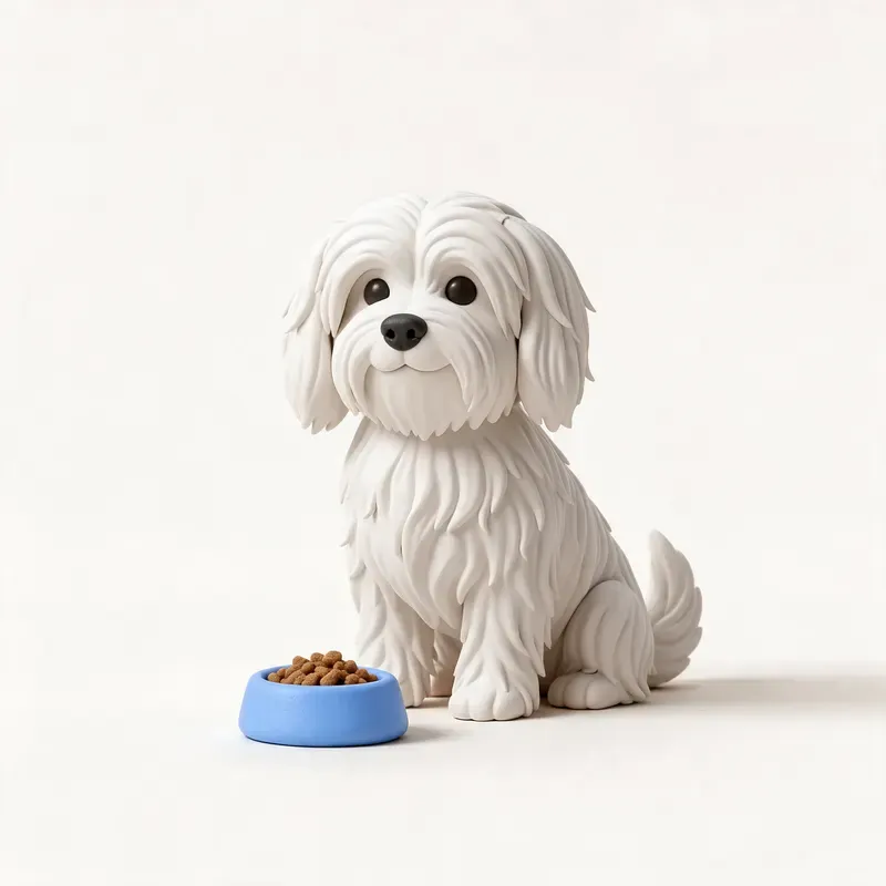 Coton de Tulear: a la hora de comer (ilustración)