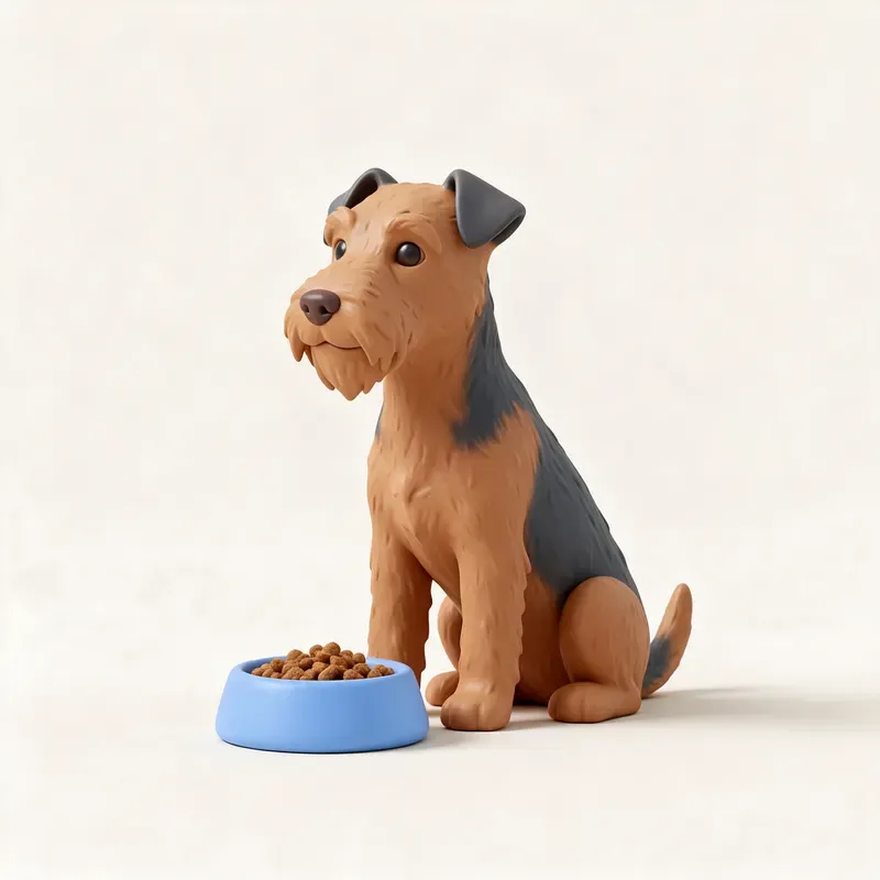 Lakeland terrier: a la hora de comer (ilustración)