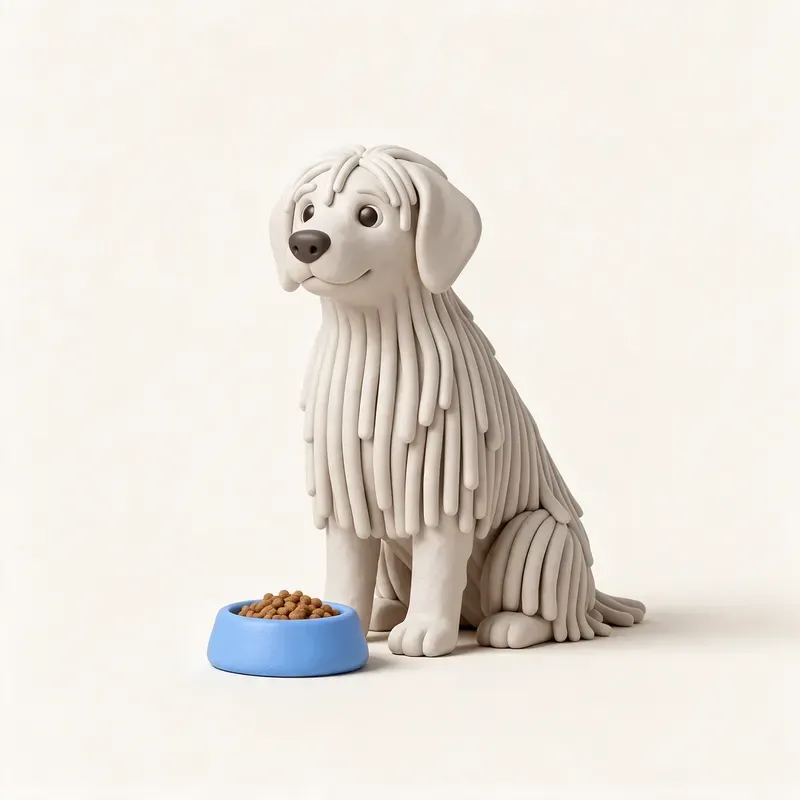 Komondor: a la hora de comer (ilustración)