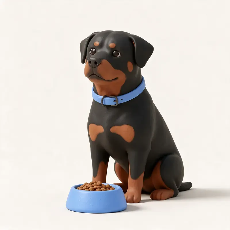 Rottweiler: a la hora de comer (ilustración)
