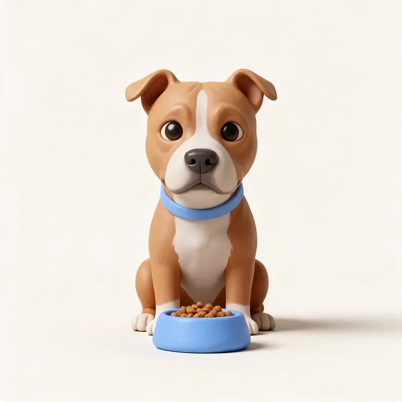 American Staffordshire terrier: a la hora de comer (ilustración)