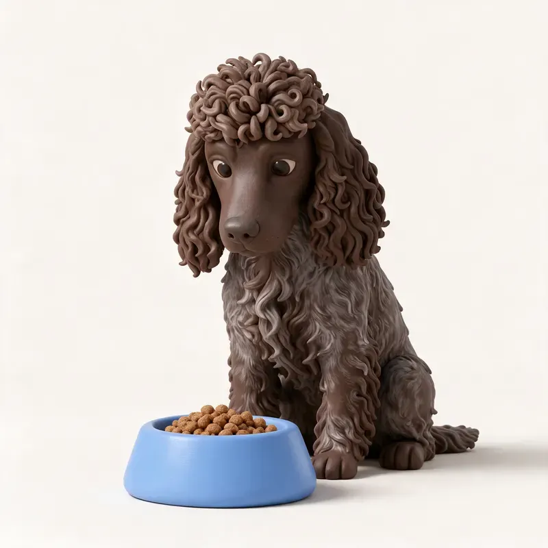 Spaniel de Pont-Audemer: a la hora de comer (ilustración)