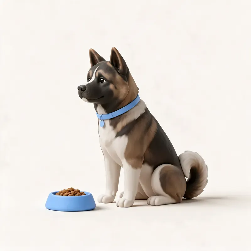 Akita americano: a la hora de comer (ilustración)