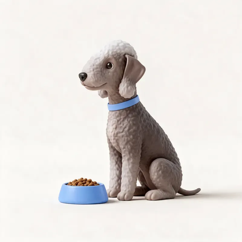 Bedlington terrier: a la hora de comer (ilustración)