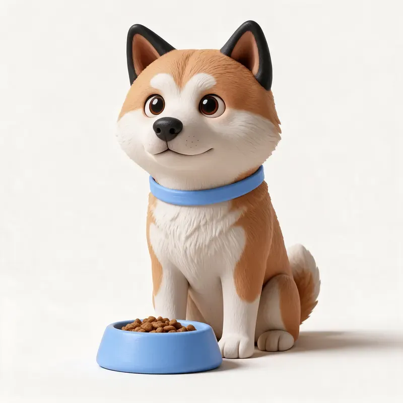 Akita inu: a la hora de comer (ilustración)
