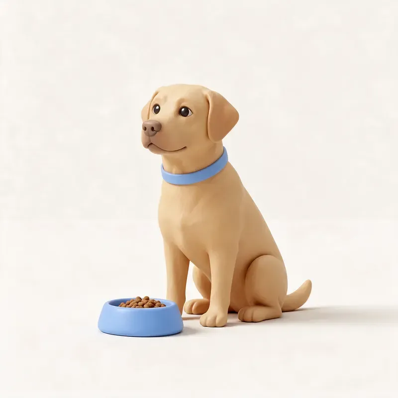 Labrador retriever: a la hora de comer (ilustración)