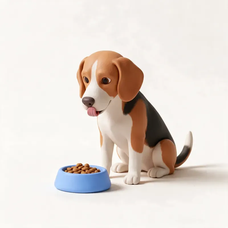 Beagle-harrier: a la hora de comer (ilustración)
