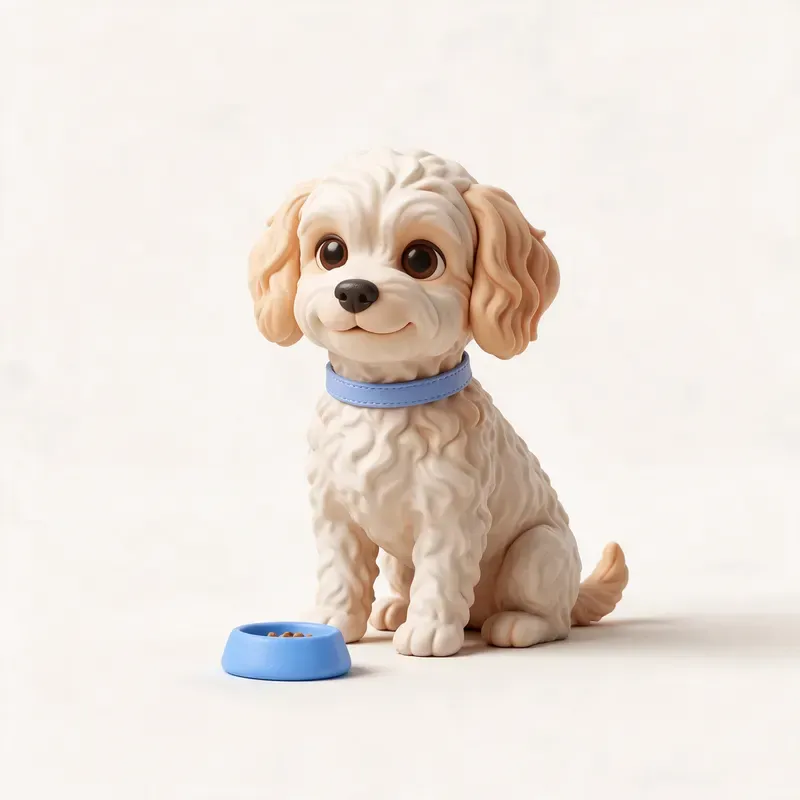 Maltipoo: a la hora de comer (ilustración)