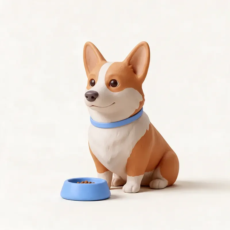 Corgi galés Pembroke: a la hora de comer (ilustración)