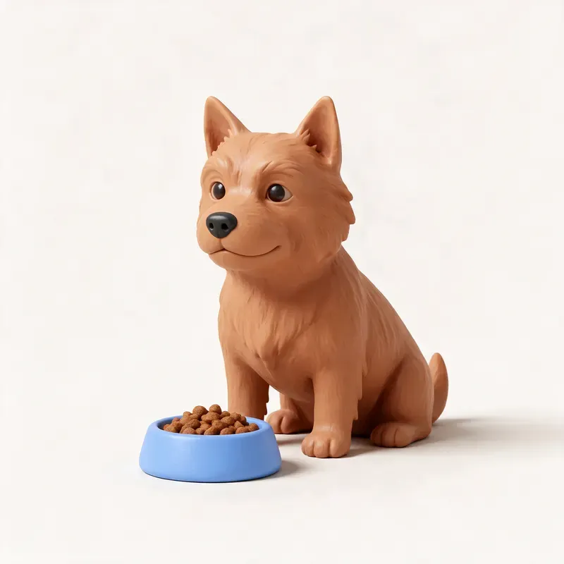 Norwich terrier: a la hora de comer (ilustración)