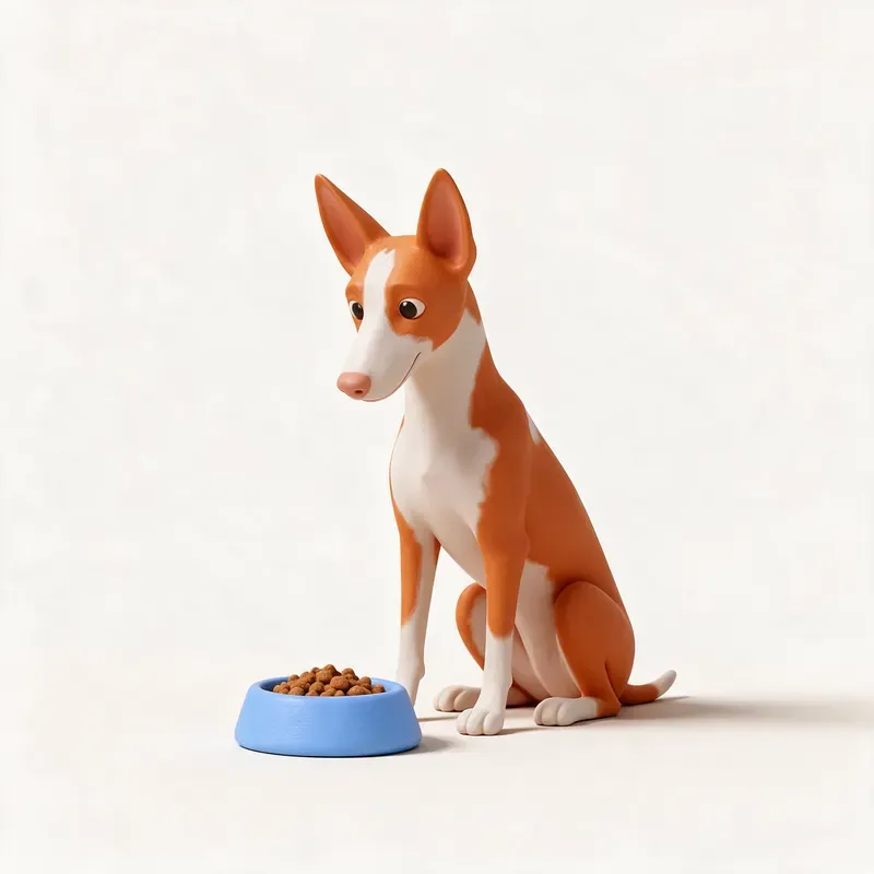 Podenco ibicenco: a la hora de comer (ilustración)