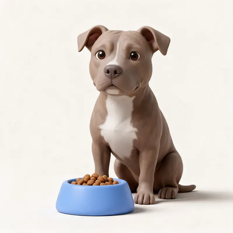 American Pit Bull Terrier: a la hora de comer (ilustración)