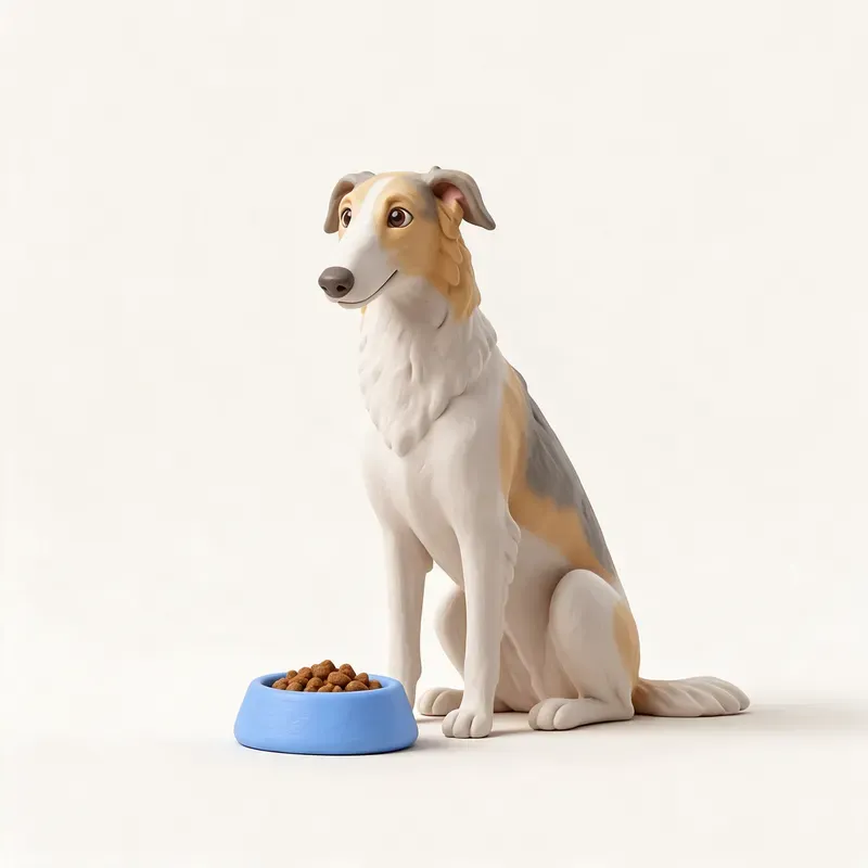 Borzoi: a la hora de comer (ilustración)