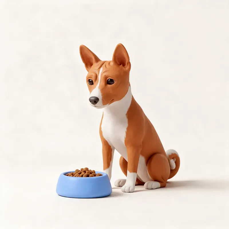 Basenji: a la hora de comer (ilustración)