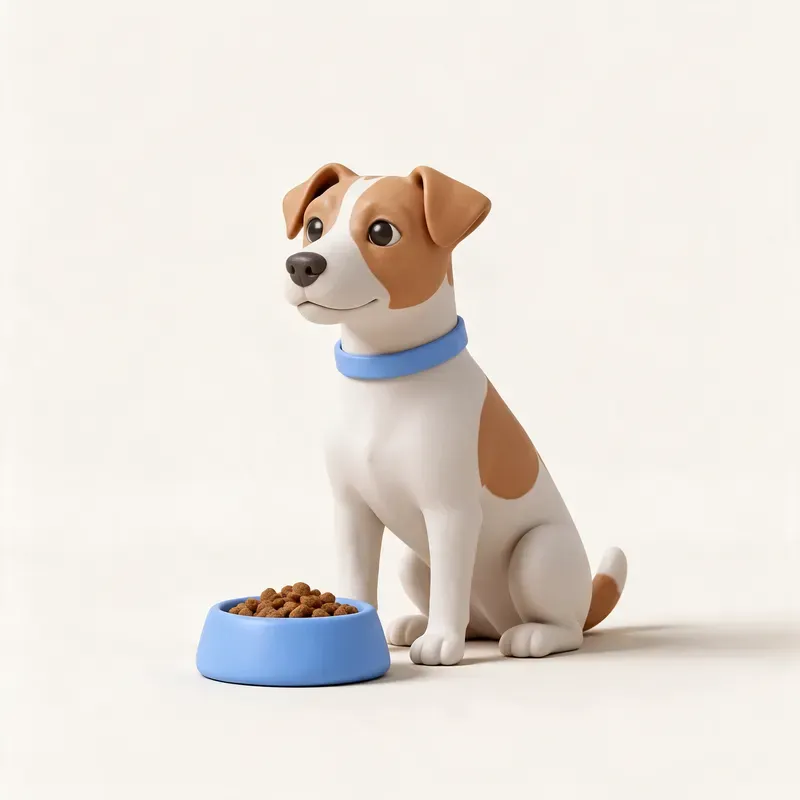 Parson Russell terrier: a la hora de comer (ilustración)