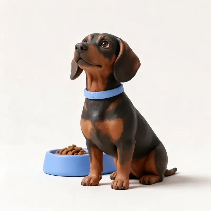 Basset de los Alpes: a la hora de comer (ilustración)