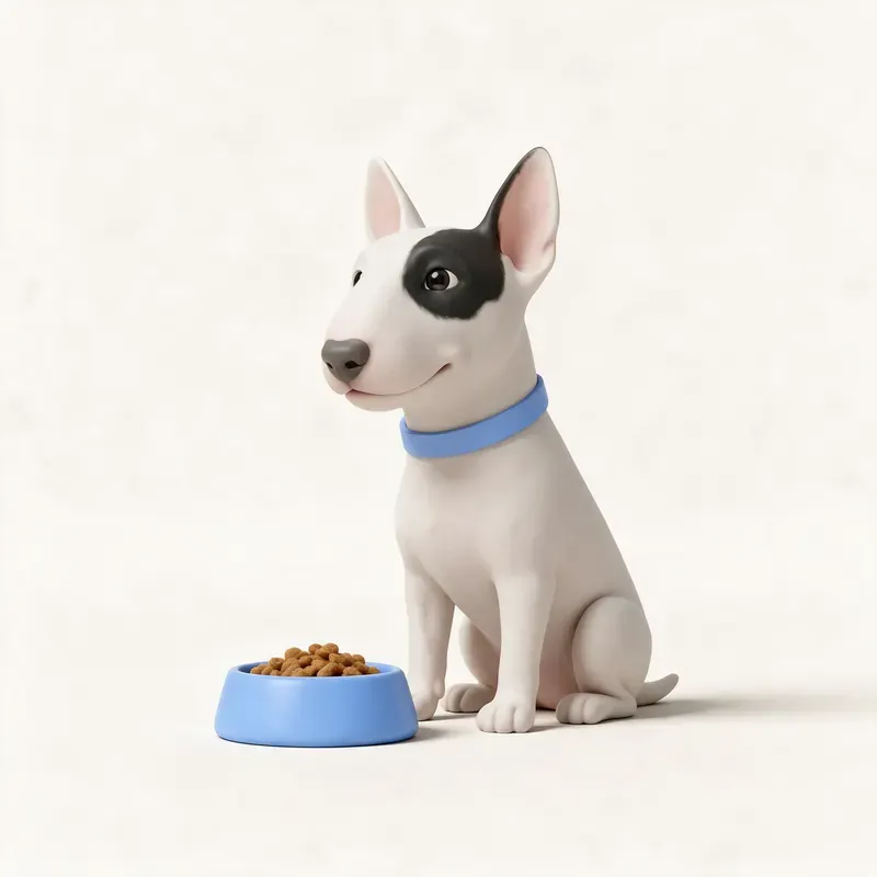 Bull terrier: a la hora de comer (ilustración)