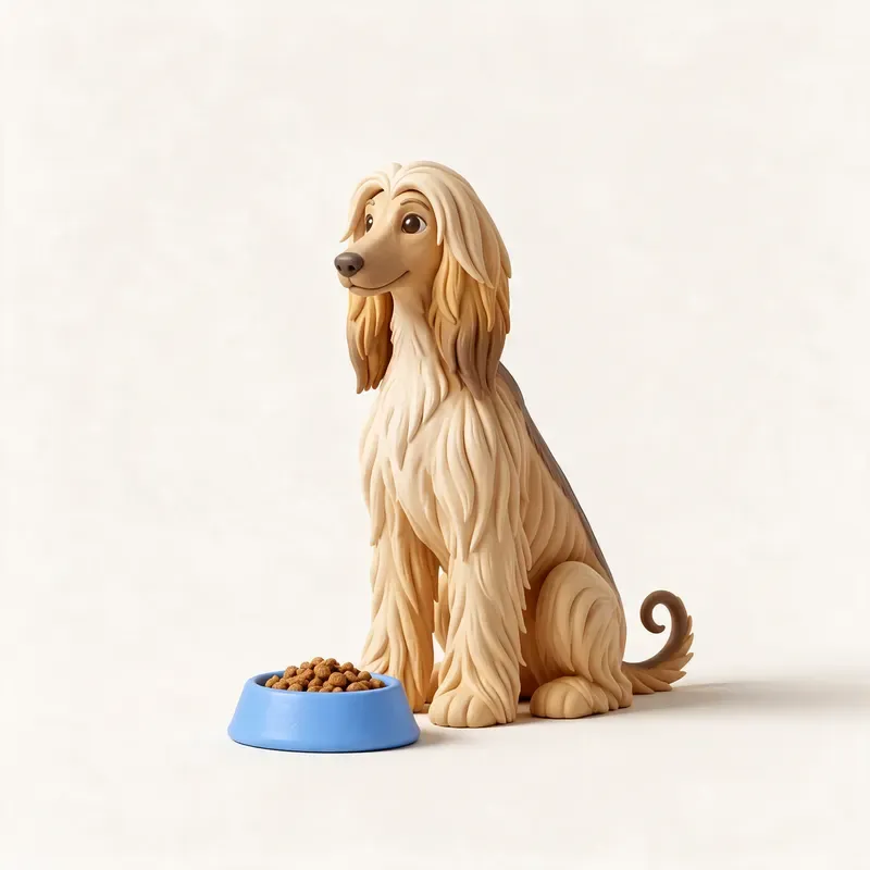 Galgo afgano: a la hora de comer (ilustración)