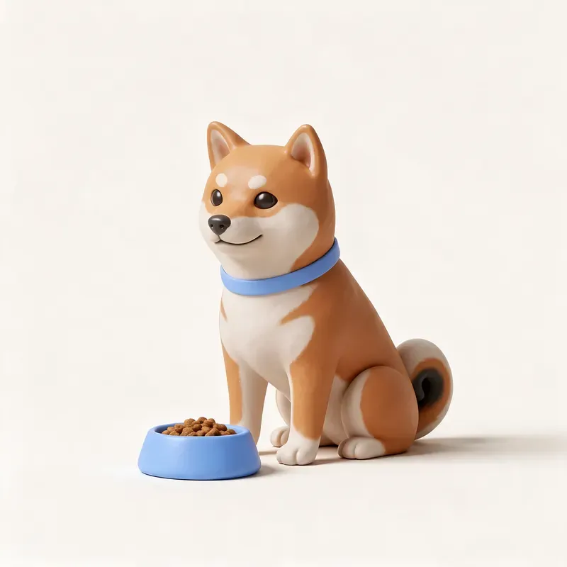 Shiba inu: a la hora de comer (ilustración)