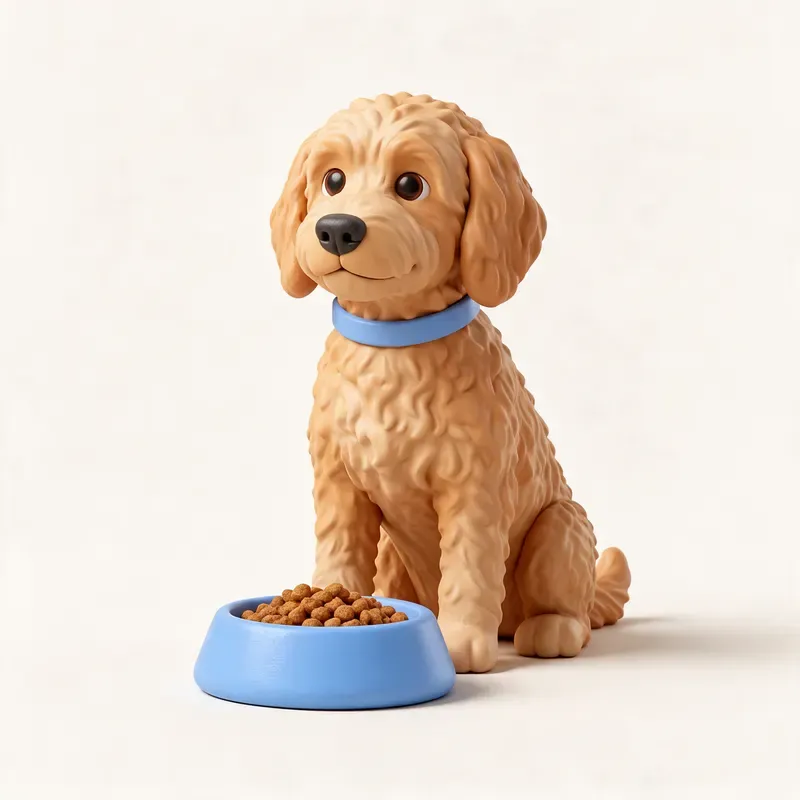 Goldendoodle: a la hora de comer (ilustración)