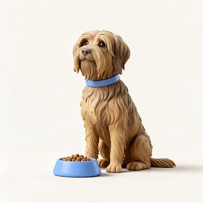 Perro de la Sierra de Aires: a la hora de comer (ilustración)